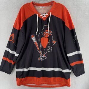 Baltimore Orioles Hockey-Style Jersey Lace-Up Black Orange Fan Jersey